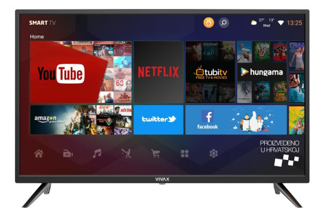 VIVAX TV-40LE113T2S2SM, 40-palčni televizor s sprednjim pogledom na zaslon Android TV.