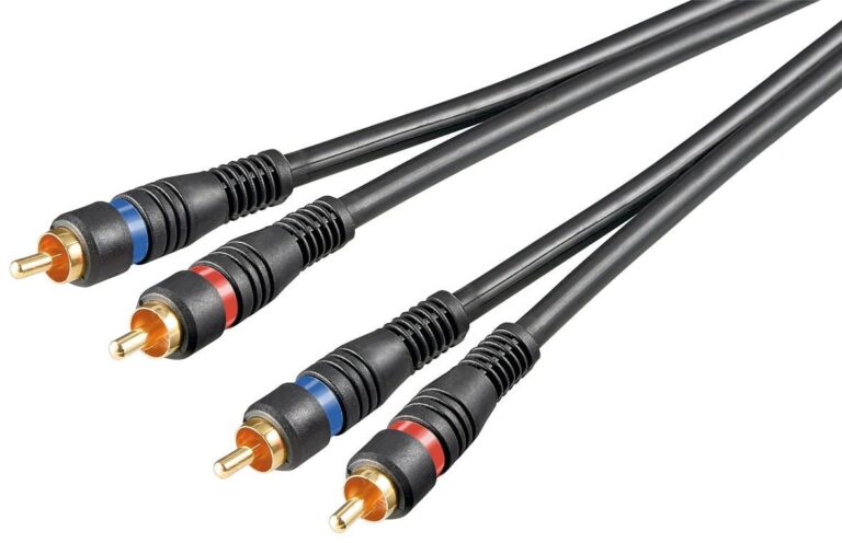 Stereo zvočni kabel dolžine 5 m z dvema moškima RCA priključkoma na vsakem koncu.