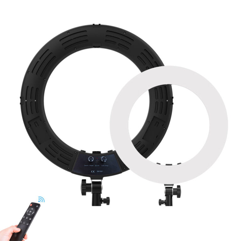 LED obročna luč (ring light) 18″, 90 W, s stojalom – črna