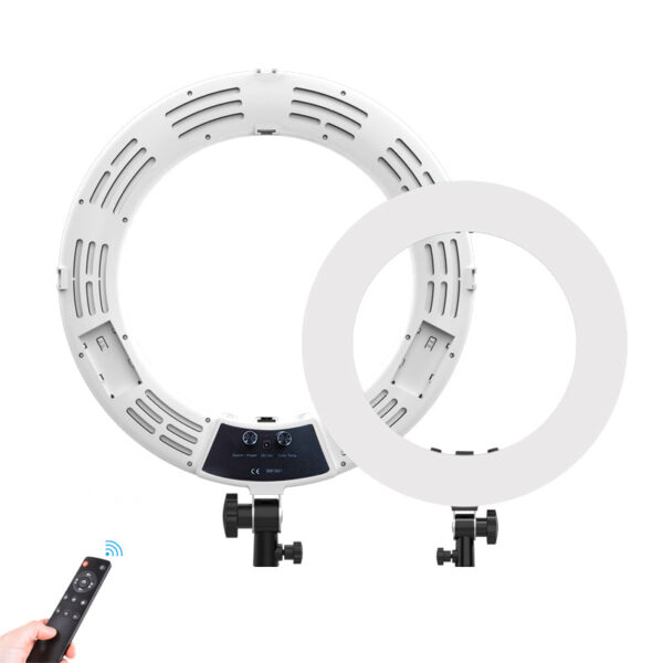 LED obročna luč (ring light) 18″, 90 W, s stojalom – bela