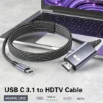 USB-C na HDMI kabel z oznako 4K 60 Hz – prikaz uporabe