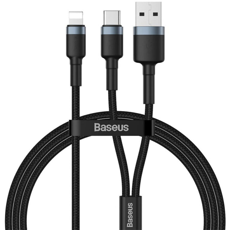 USB-A/USB-C–Lightning kabel Baseus CATKLF-ELG1 – glavna slika in priključki