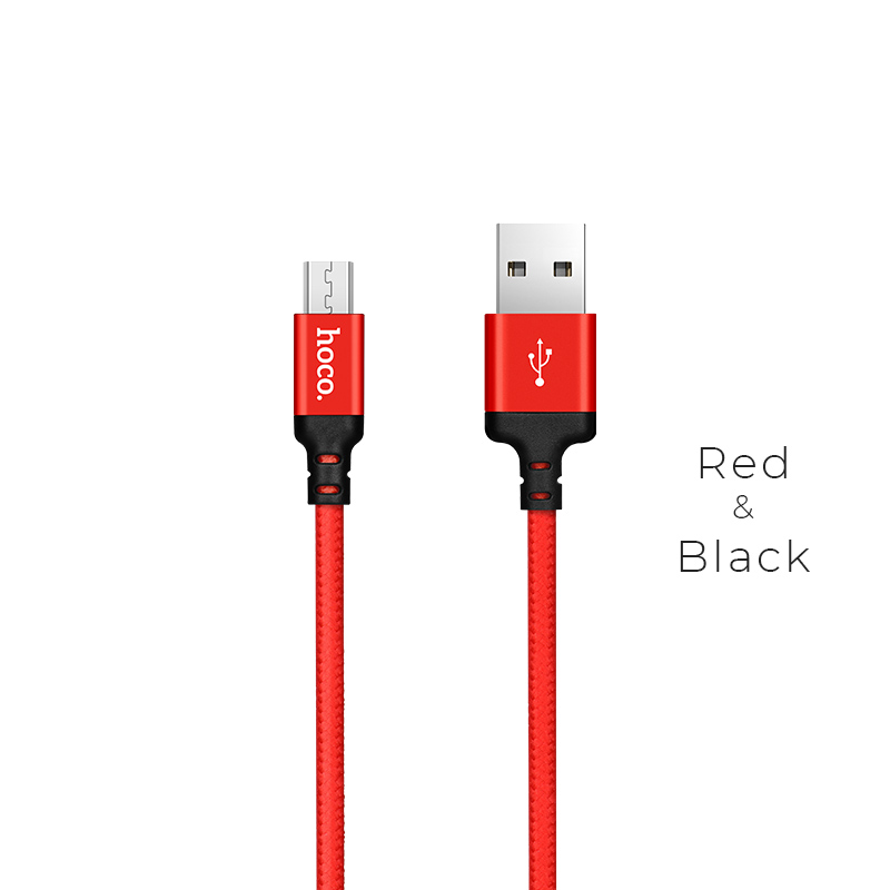 Micro-USB kabel Hoco X14 – rdeče-črna priključka USB-A in Micro-USB