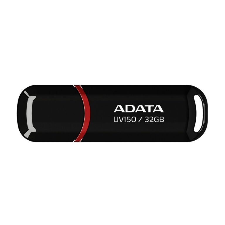 USB ključ ADATA UV150 32 GB, črn z rdečim poudarkom in zaščitnim pokrovčkom