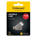 Embalaža Intenso cMobile Line 128 GB, srebrn ključ s priključkoma USB-A in USB-C