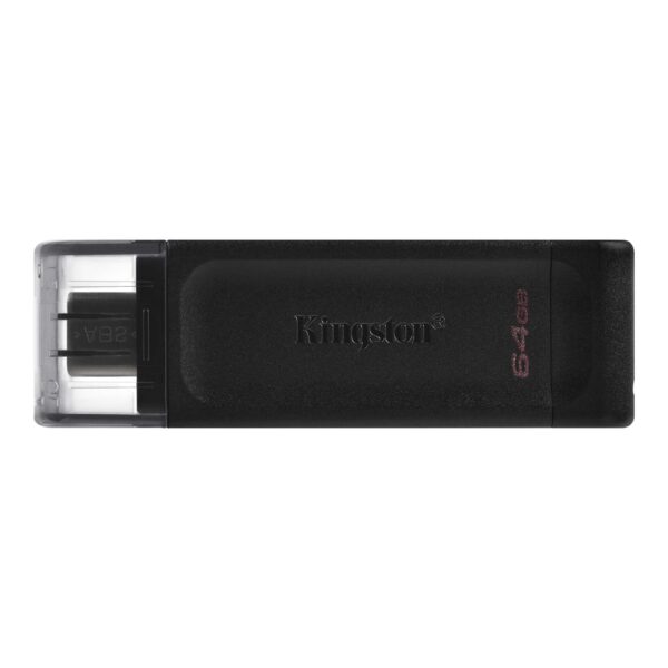 USB-C ključ Kingston DataTraveler 70 64 GB, črn z zaščitnim pokrovčkom