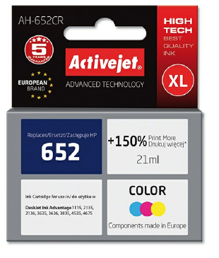 Kartuša ActiveJet AH-652CR za HP 652, tribarvna