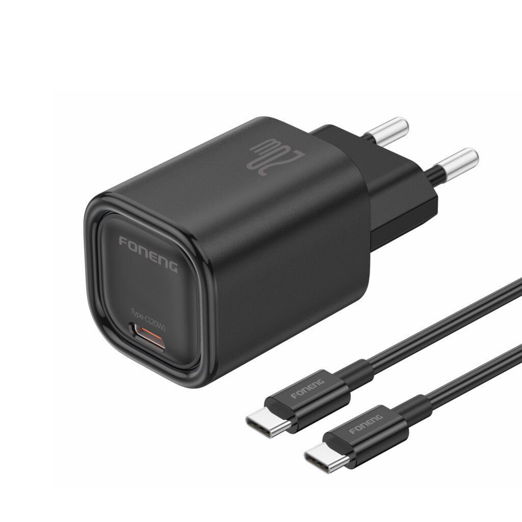 USB-C polnilnik Foneng EU69 črn s kablom USB-C na USB-C