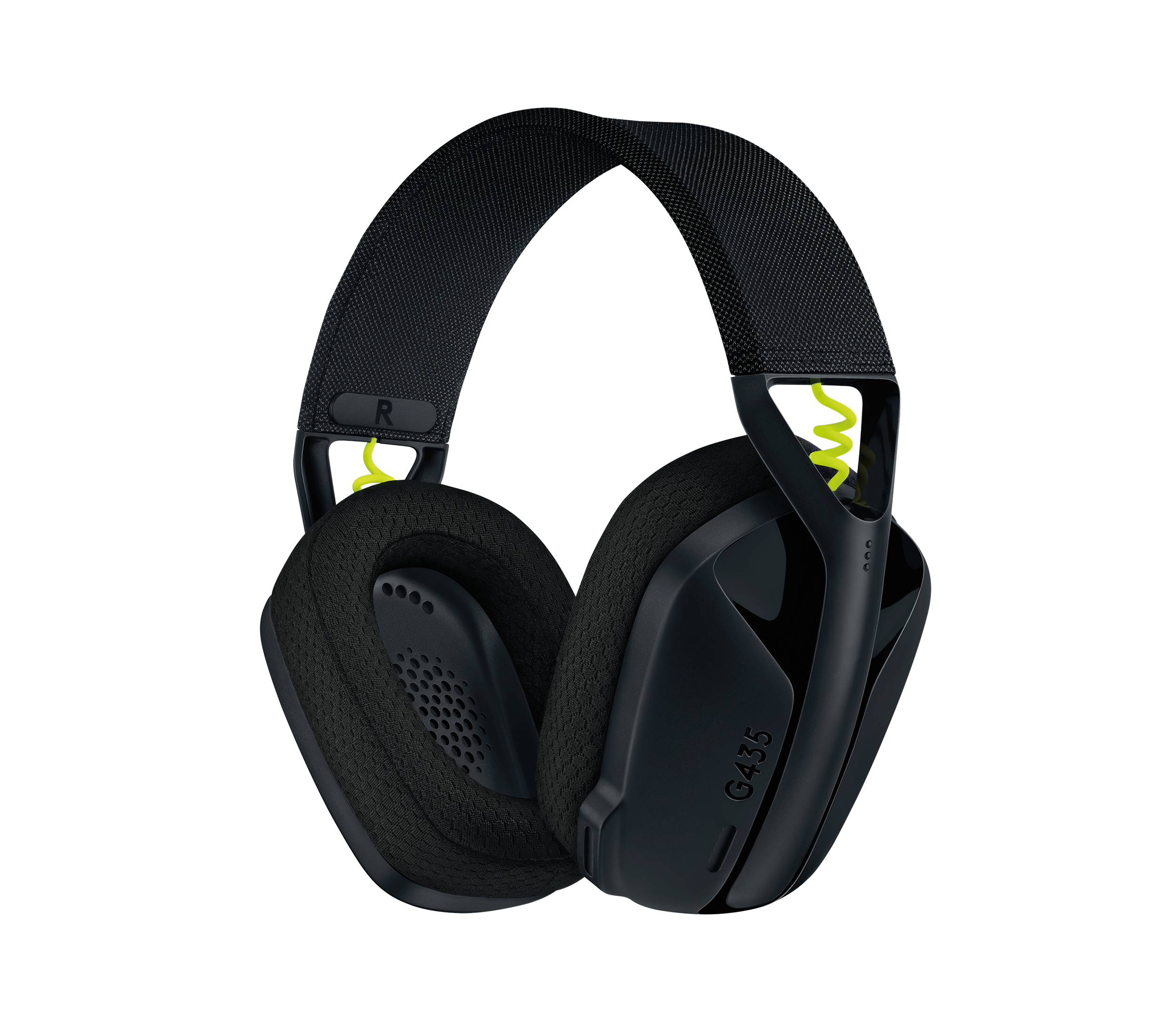 Logitech G435 črne neonsko rumene brezžične slušalke Logitech G435 črne brezžične gaming slušalke z neonsko rumenimi detajli