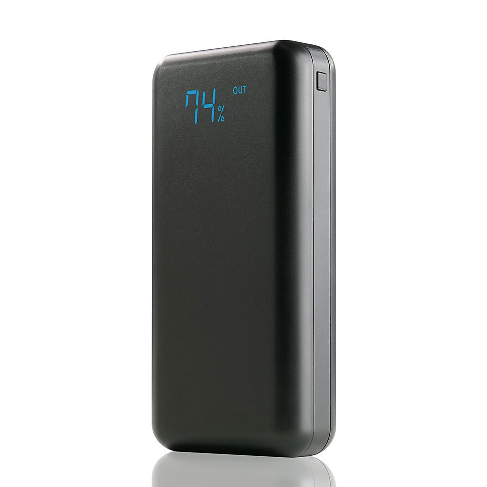 Powerbank everActive EB-L20k, črn, z LED-prikazom napolnjenosti, pogled spredaj in s strani