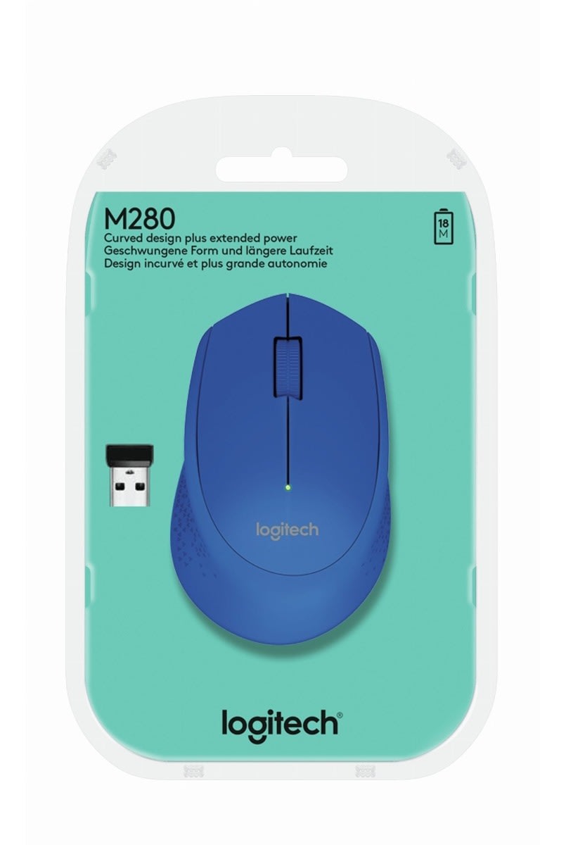 logi-m280-blue Modra brezžična miška Logitech M280 v originalni embalaži