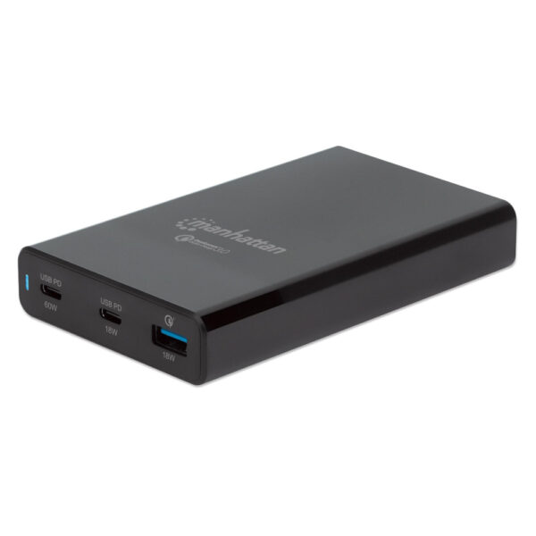 Polnilna postaja Manhattan 102223 črna, 65 W, dva USB-C in USB-A