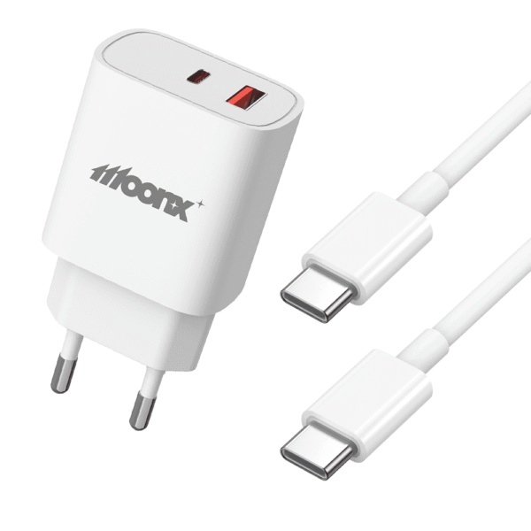 USB-C polnilnik MOONX MC07 bel, 33 W, s kablom USB-C na USB-C