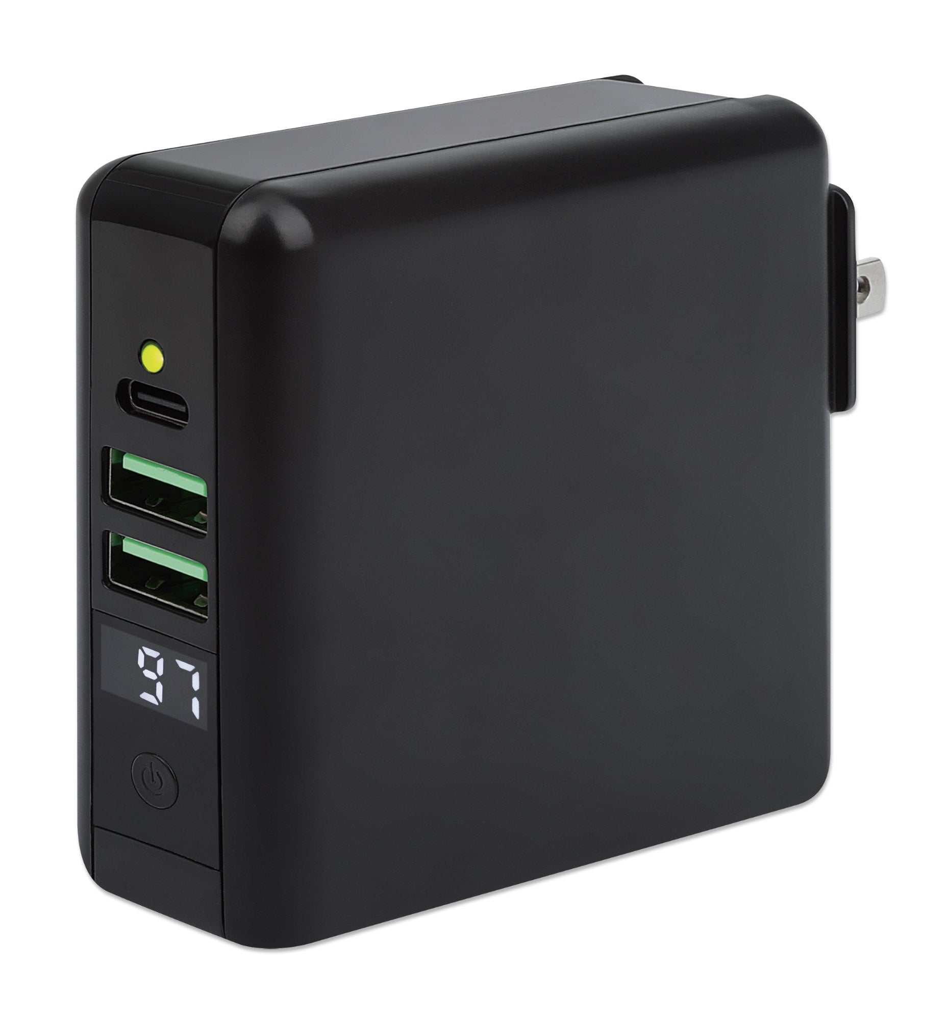 Manhattan 102452, črn potovalni polnilnik in powerbank z USB priključki ter zaslonom Manhattan 102452, črn potovalni polnilnik in powerbank z USB priključki ter zaslonom