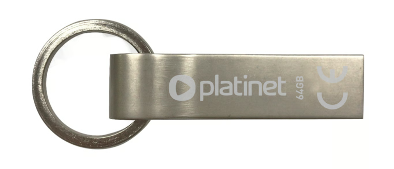 USB ključ Platinet K-Depo 64 GB, srebrno kovinsko ohišje z obročkom