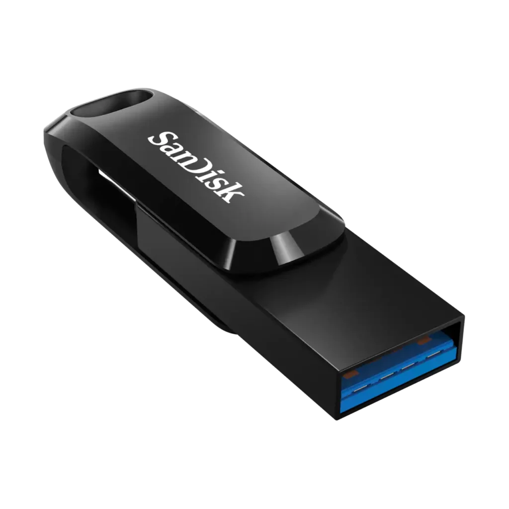 USB ključ SanDisk Ultra Dual Drive Go 64 GB, črno ohišje in priključek USB-A