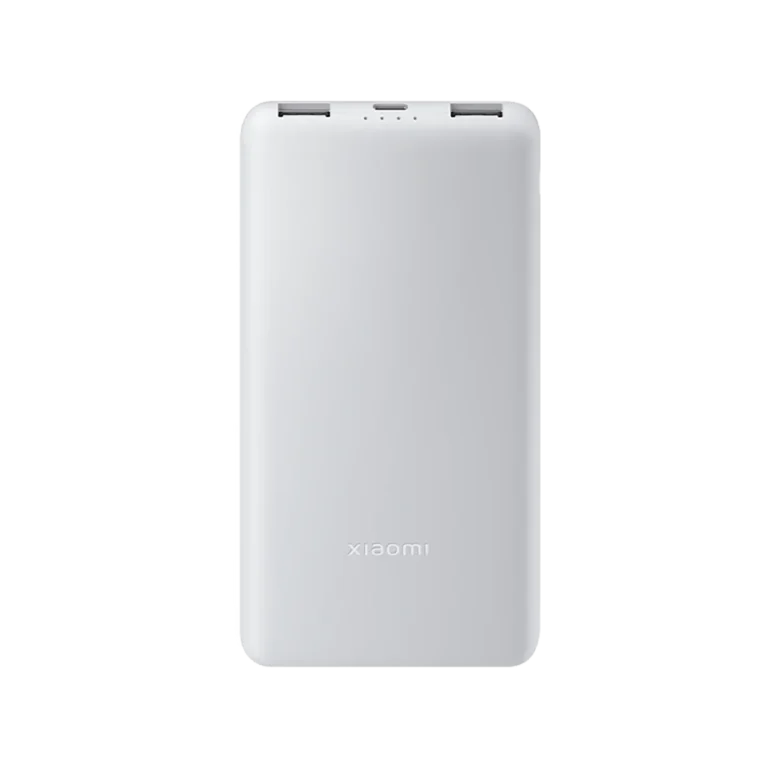 Powerbank Xiaomi Lite 10000 mAh, pogled na sprednjo stran in priključke