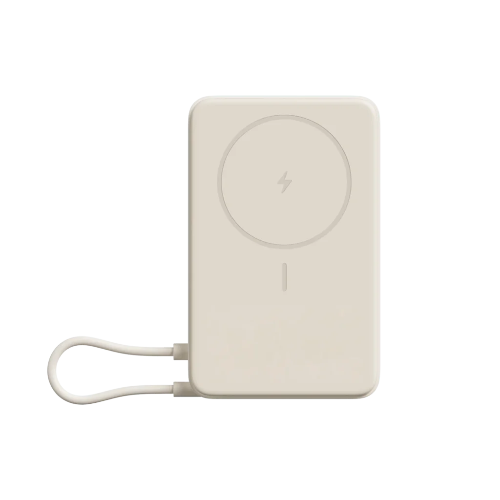 Magnetni powerbank Xiaomi 10000 mAh, bež magnetna površina in vgrajen kabel