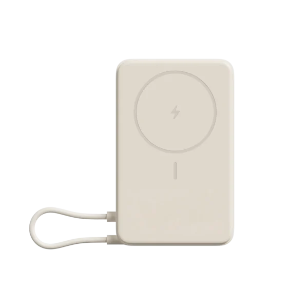 Magnetni powerbank Xiaomi 10000 mAh, bež magnetna površina in vgrajen kabel