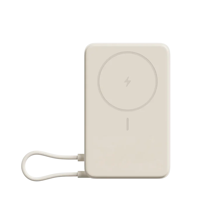 Magnetni powerbank Xiaomi 10000 mAh, bež magnetna površina in vgrajen kabel