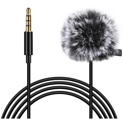 Lavalier mikrofon PULUZ PU424 s kosato vetrobransko zaščito, 3,5 mm