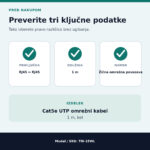 Cat5e UTP omrežni kabel TI9-1EWL – preverjanje RJ45 priključkov, dolžine 1 m in bele barve