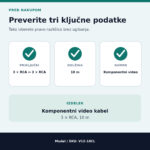 Komponentni video kabel V12-10CL – preverjanje šestih RCA vtičev, barv kanalov in dolžine 10 m